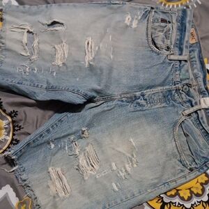 Abercrombie & Fitch Light Blue Distressed Jean Shorts
